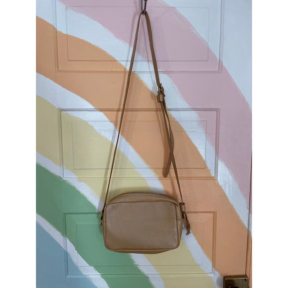 Portland Leather Goods Cream Crossbody Bag Small Zip Top Adjustable Strap - Picture 10 of 16